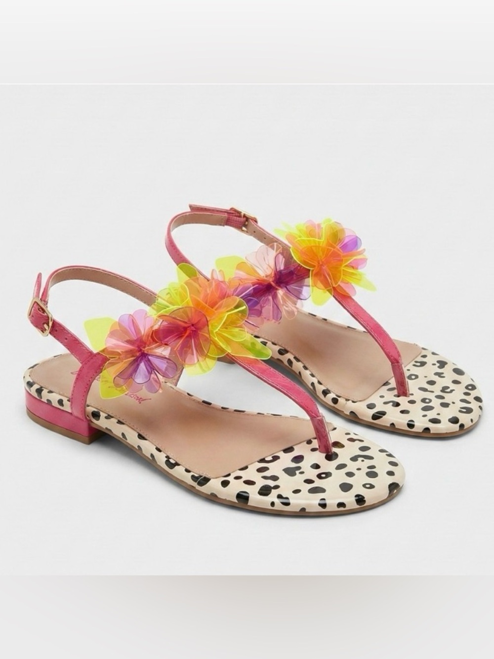 Betsey Johnson Hensly Pink Neon Jelly Flower Sandals Polka Dot Size 5 Y2K